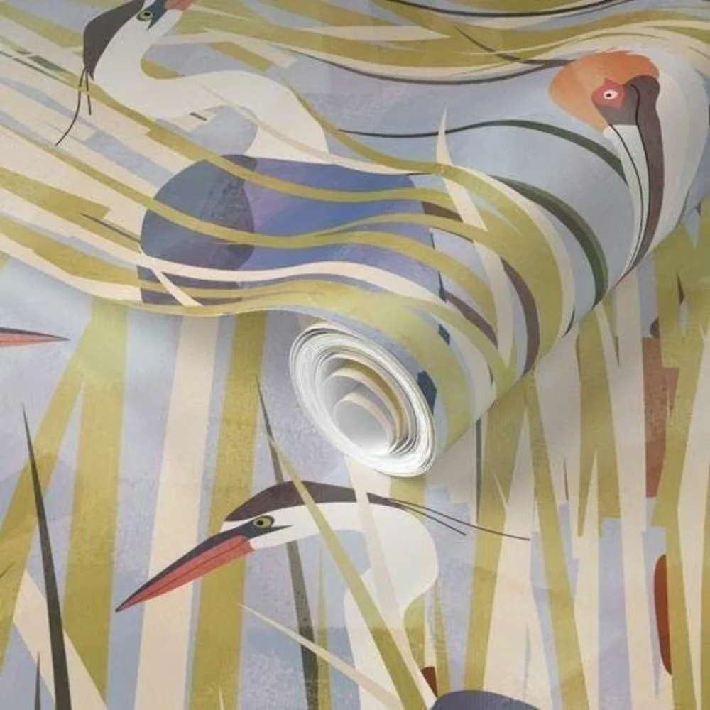 Spoonflower Marsh Birds Wallpaper By Jenflorentine 2' X 9' Per Roll 7 Available